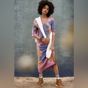 New-Free People-NWT-True Colors Midi Dress, Wisteria Combo, Sz S-Forgiving